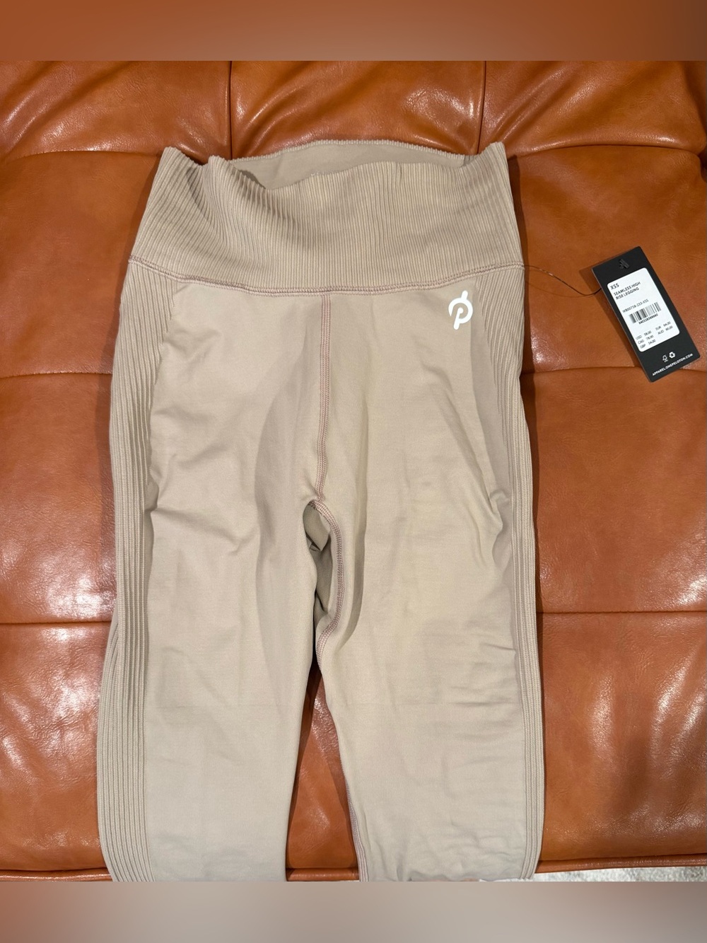 Peloton Taupe Ribbed High-Waist Leggings